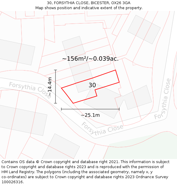 30, FORSYTHIA CLOSE, BICESTER, OX26 3GA: Plot and title map