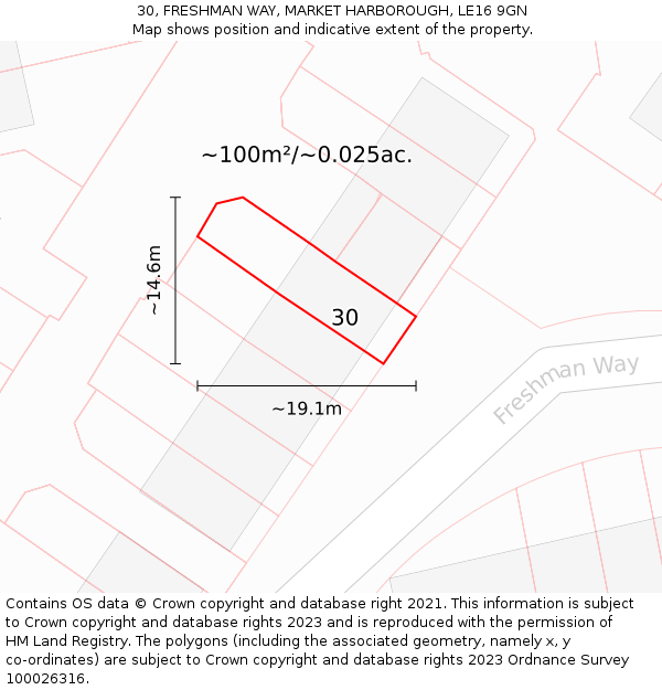 30, FRESHMAN WAY, MARKET HARBOROUGH, LE16 9GN: Plot and title map