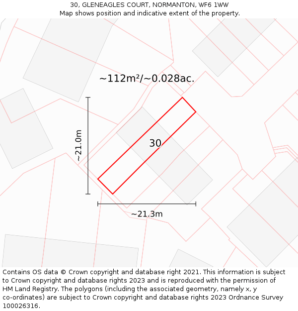 30, GLENEAGLES COURT, NORMANTON, WF6 1WW: Plot and title map