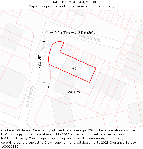 30, HAYFIELDS, CHATHAM, ME5 8HF: Plot and title map