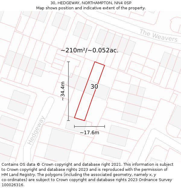 30, HEDGEWAY, NORTHAMPTON, NN4 0SP: Plot and title map