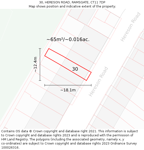 30, HERESON ROAD, RAMSGATE, CT11 7DP: Plot and title map