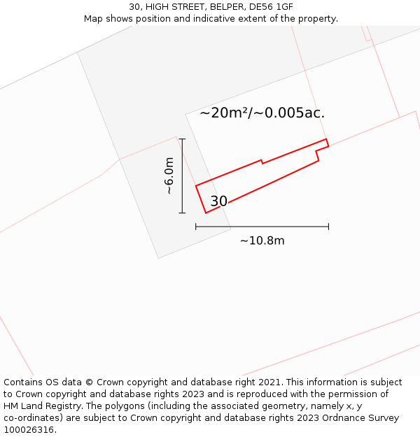 30, HIGH STREET, BELPER, DE56 1GF: Plot and title map