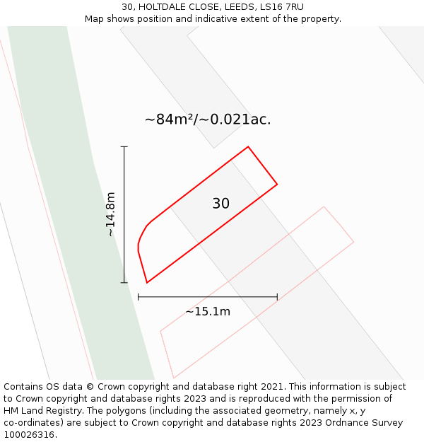 30, HOLTDALE CLOSE, LEEDS, LS16 7RU: Plot and title map
