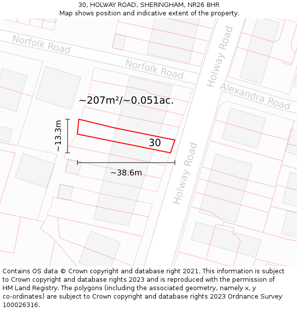 30, HOLWAY ROAD, SHERINGHAM, NR26 8HR: Plot and title map