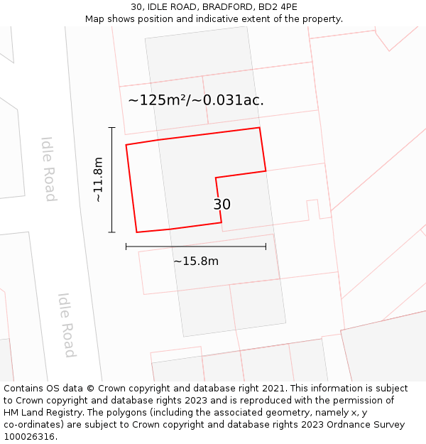 30, IDLE ROAD, BRADFORD, BD2 4PE: Plot and title map
