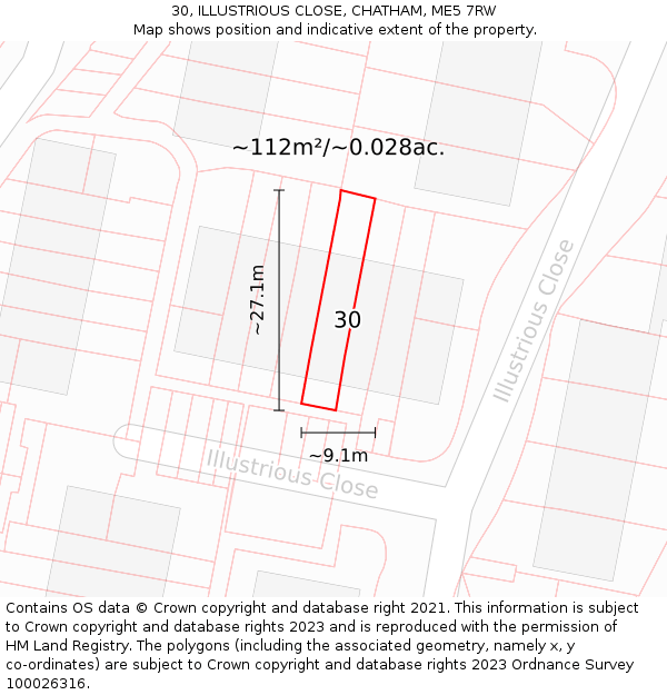 30, ILLUSTRIOUS CLOSE, CHATHAM, ME5 7RW: Plot and title map