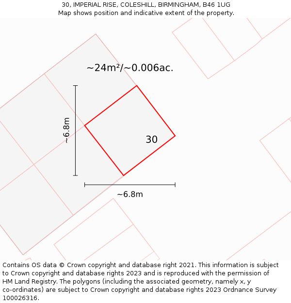 30, IMPERIAL RISE, COLESHILL, BIRMINGHAM, B46 1UG: Plot and title map
