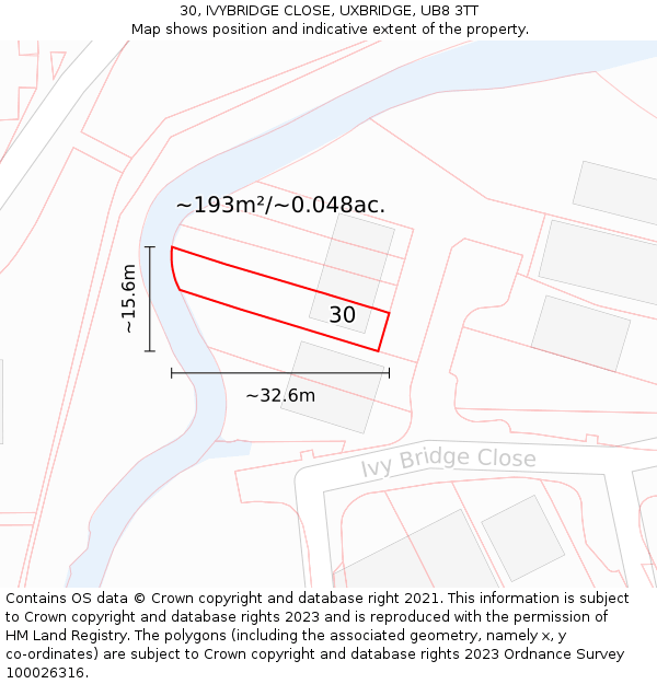 30, IVYBRIDGE CLOSE, UXBRIDGE, UB8 3TT: Plot and title map