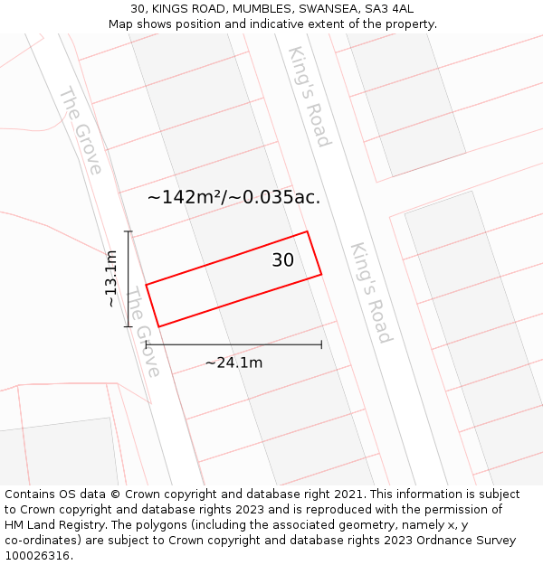 30, KINGS ROAD, MUMBLES, SWANSEA, SA3 4AL: Plot and title map