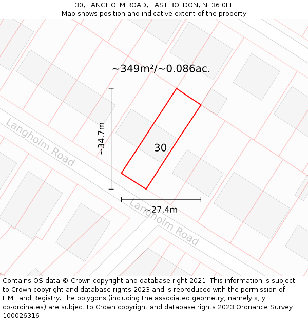 30, LANGHOLM ROAD, EAST BOLDON, NE36 0EE: Plot and title map
