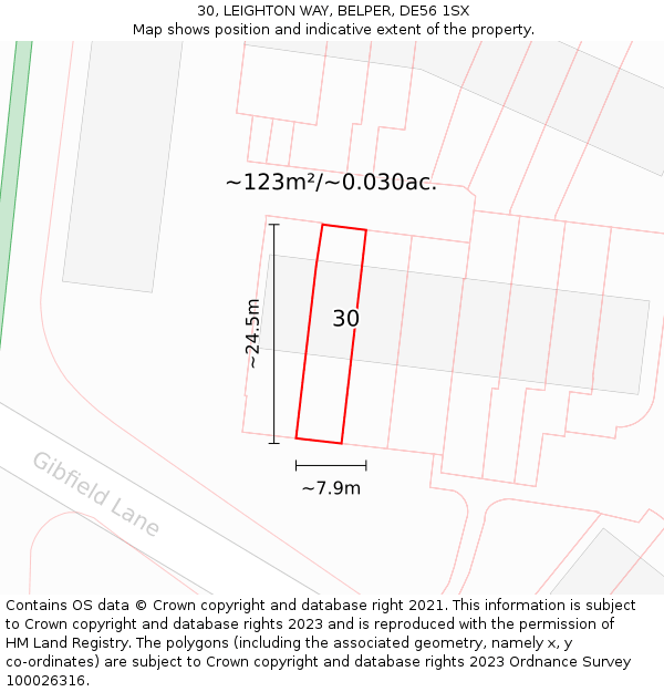 30, LEIGHTON WAY, BELPER, DE56 1SX: Plot and title map
