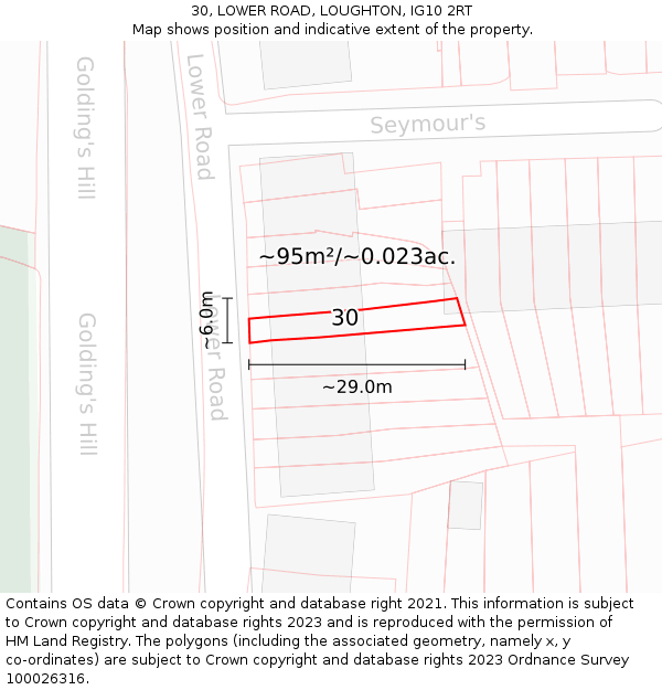30, LOWER ROAD, LOUGHTON, IG10 2RT: Plot and title map