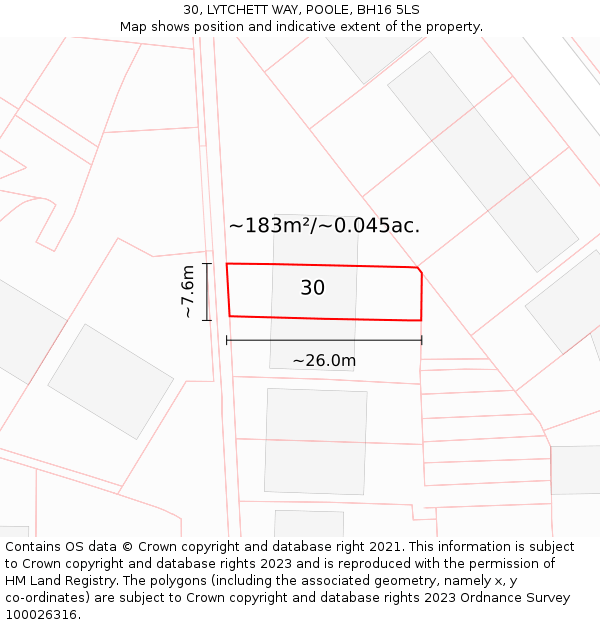 30, LYTCHETT WAY, POOLE, BH16 5LS: Plot and title map