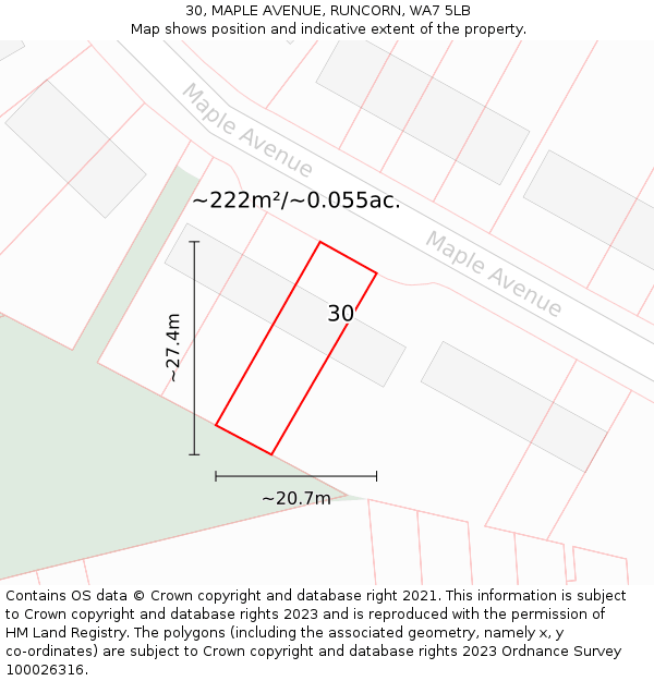 30, MAPLE AVENUE, RUNCORN, WA7 5LB: Plot and title map