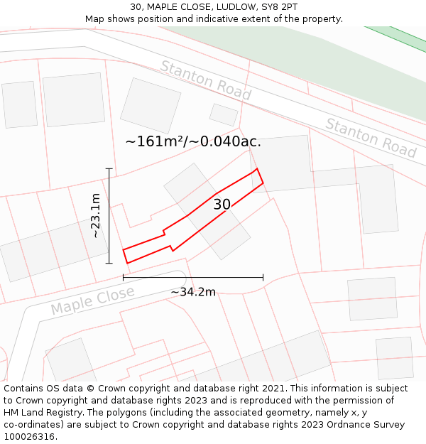 30, MAPLE CLOSE, LUDLOW, SY8 2PT: Plot and title map