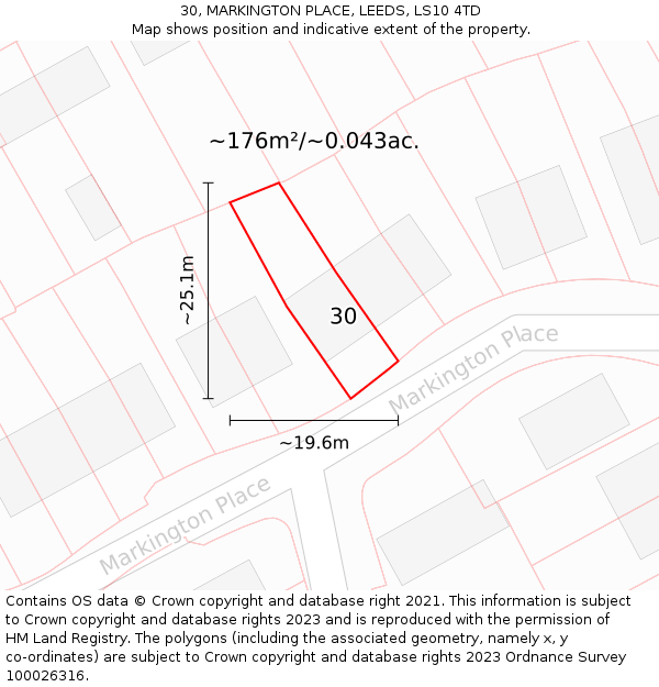 30, MARKINGTON PLACE, LEEDS, LS10 4TD: Plot and title map
