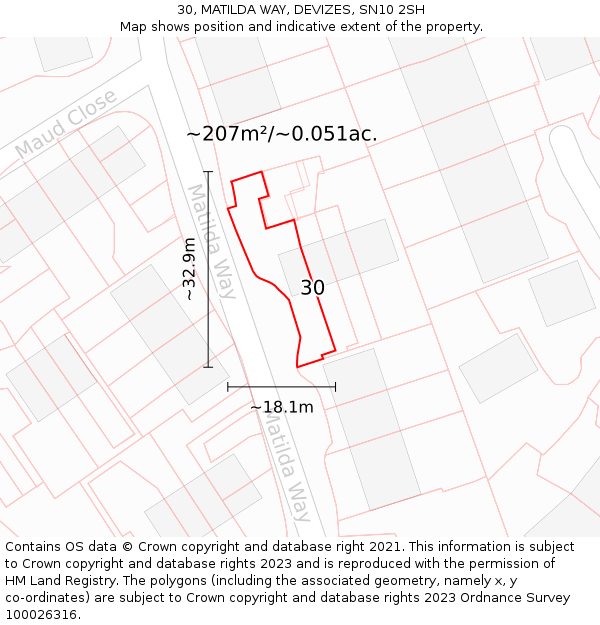 30, MATILDA WAY, DEVIZES, SN10 2SH: Plot and title map