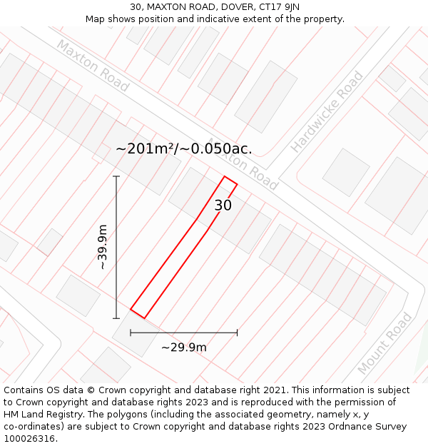 30, MAXTON ROAD, DOVER, CT17 9JN: Plot and title map