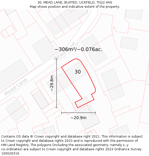 30, MEAD LANE, BUXTED, UCKFIELD, TN22 4AS: Plot and title map