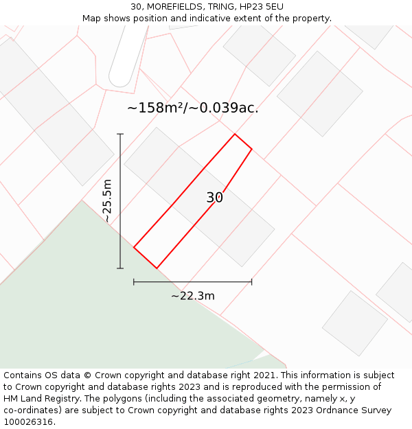 30, MOREFIELDS, TRING, HP23 5EU: Plot and title map