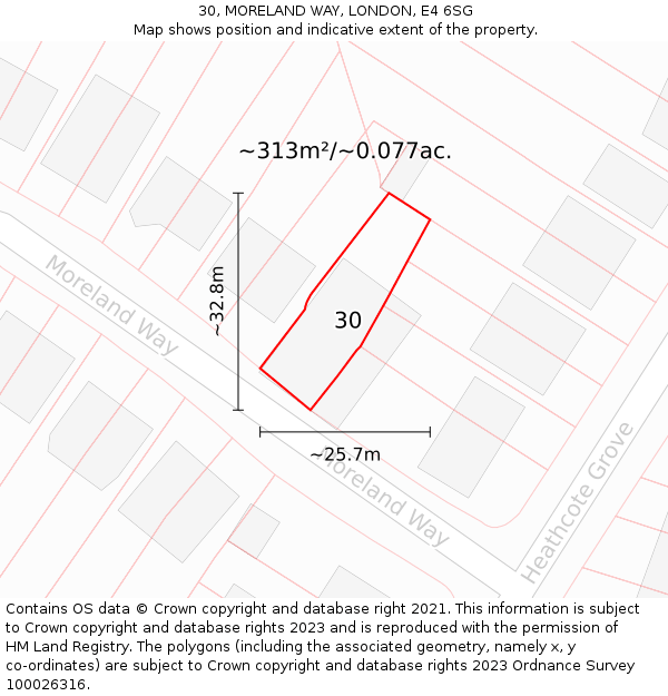 30, MORELAND WAY, LONDON, E4 6SG: Plot and title map