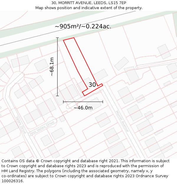 30, MORRITT AVENUE, LEEDS, LS15 7EP: Plot and title map