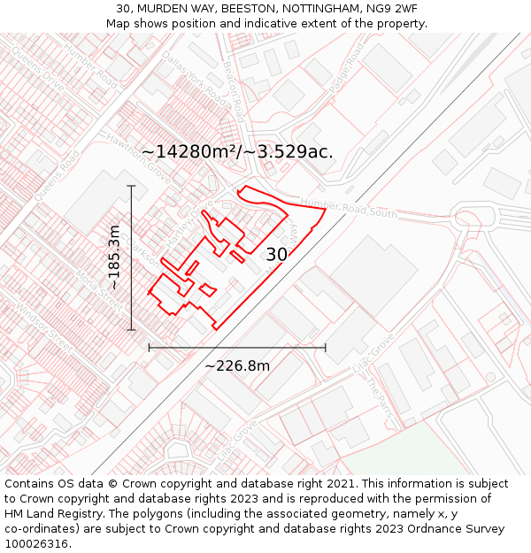30, MURDEN WAY, BEESTON, NOTTINGHAM, NG9 2WF: Plot and title map
