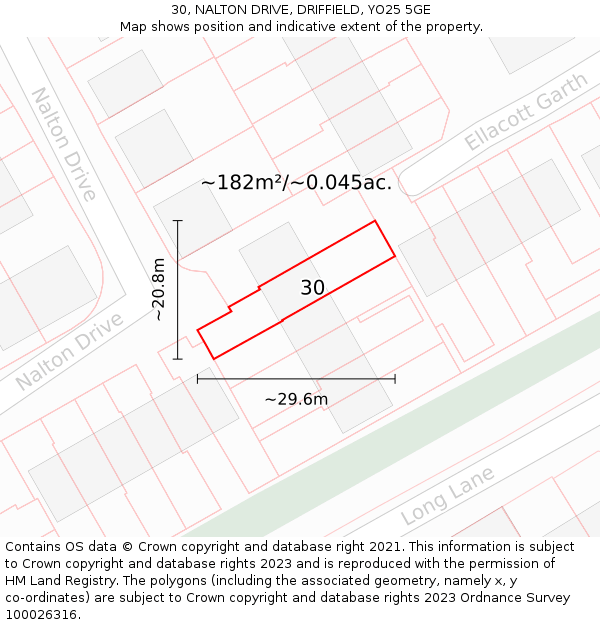 30, NALTON DRIVE, DRIFFIELD, YO25 5GE: Plot and title map
