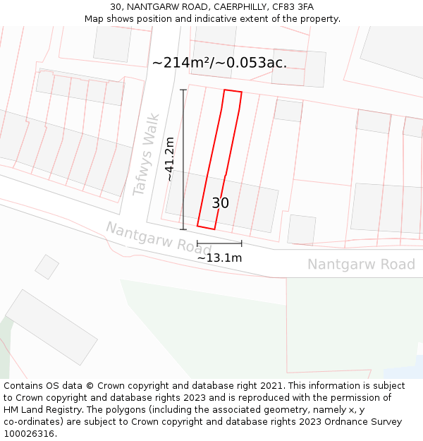 30, NANTGARW ROAD, CAERPHILLY, CF83 3FA: Plot and title map