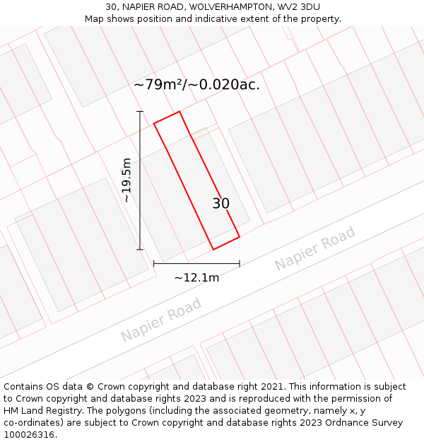 30, NAPIER ROAD, WOLVERHAMPTON, WV2 3DU: Plot and title map