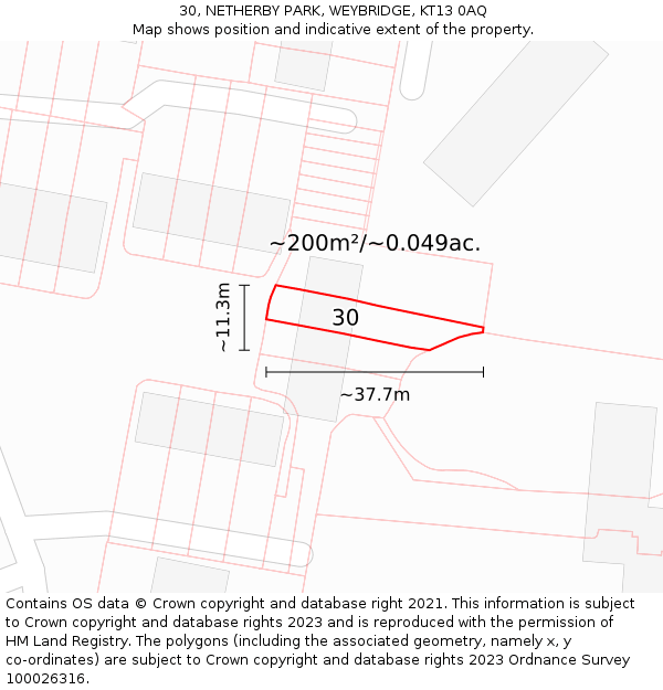 30, NETHERBY PARK, WEYBRIDGE, KT13 0AQ: Plot and title map