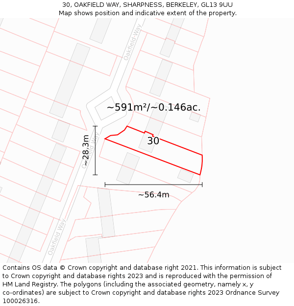 30, OAKFIELD WAY, SHARPNESS, BERKELEY, GL13 9UU: Plot and title map