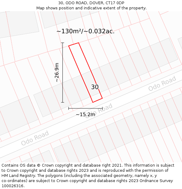 30, ODO ROAD, DOVER, CT17 0DP: Plot and title map