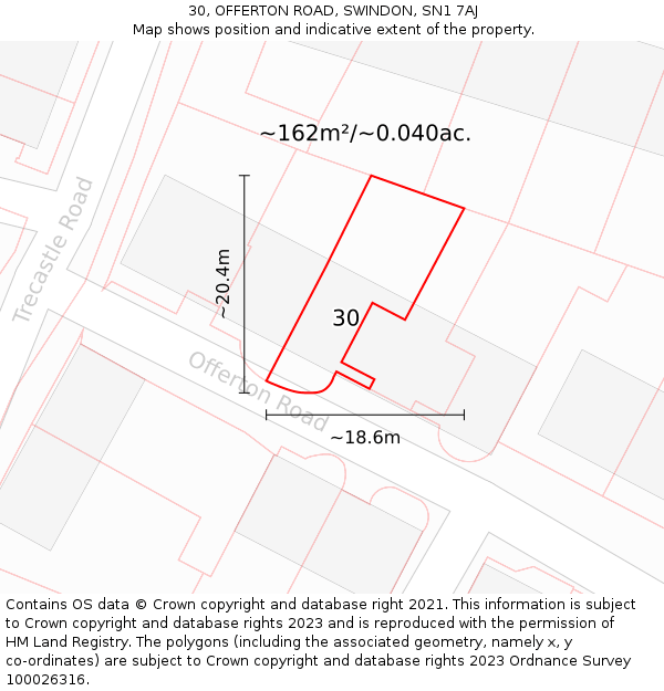 30, OFFERTON ROAD, SWINDON, SN1 7AJ: Plot and title map