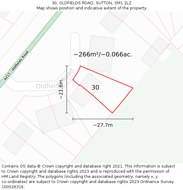 30, OLDFIELDS ROAD, SUTTON, SM1 2LZ: Plot and title map