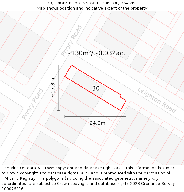 30, PRIORY ROAD, KNOWLE, BRISTOL, BS4 2NL: Plot and title map