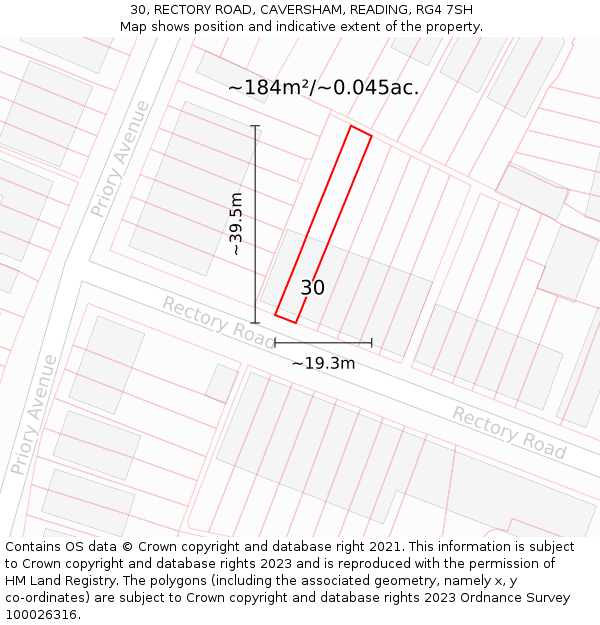 30, RECTORY ROAD, CAVERSHAM, READING, RG4 7SH: Plot and title map