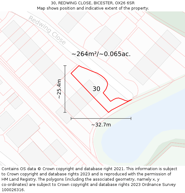 30, REDWING CLOSE, BICESTER, OX26 6SR: Plot and title map