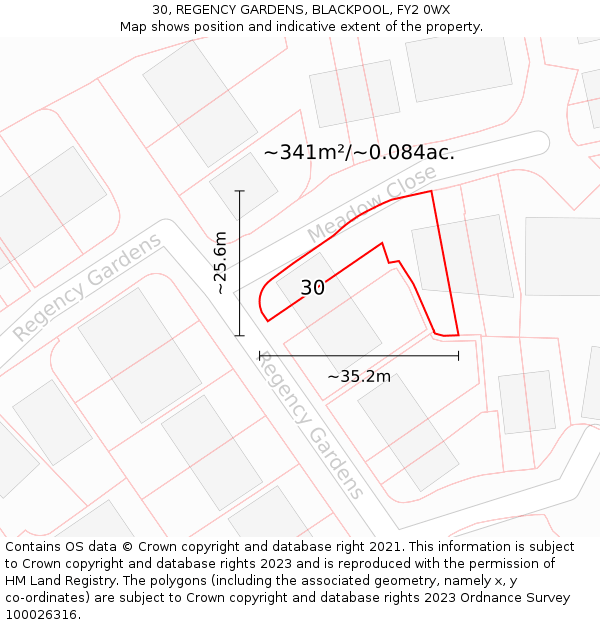 30, REGENCY GARDENS, BLACKPOOL, FY2 0WX: Plot and title map