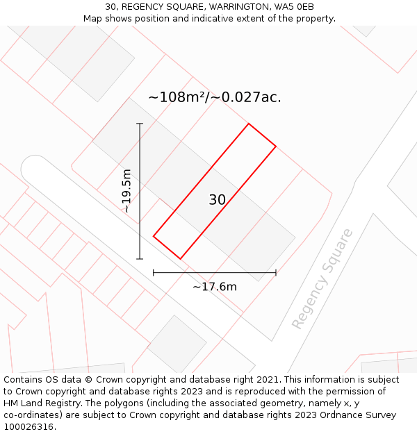 30, REGENCY SQUARE, WARRINGTON, WA5 0EB: Plot and title map