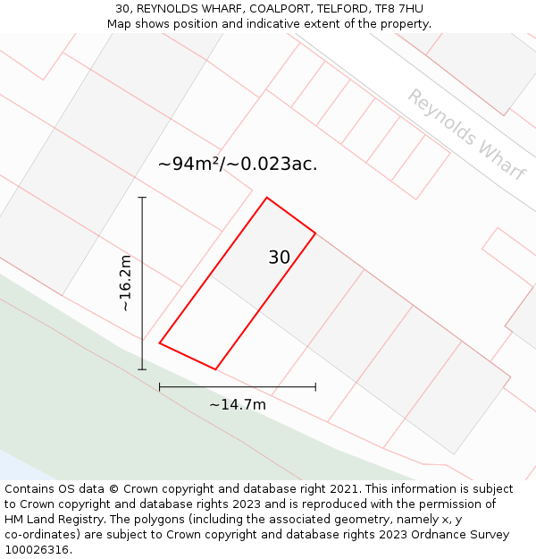 30, REYNOLDS WHARF, COALPORT, TELFORD, TF8 7HU: Plot and title map