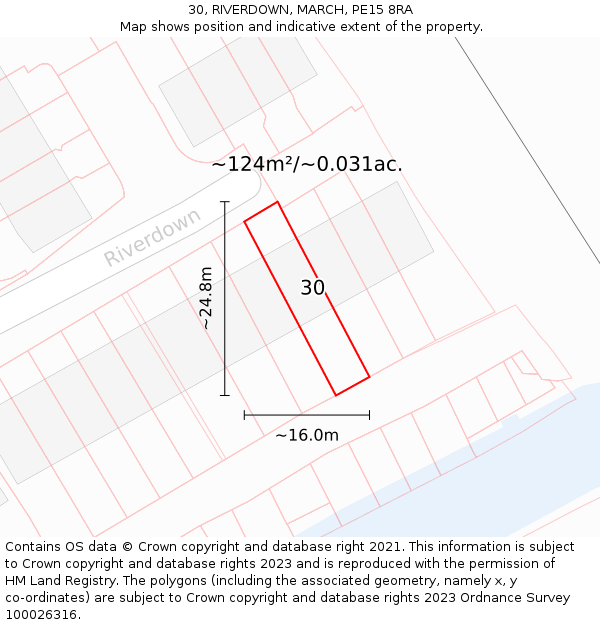 30, RIVERDOWN, MARCH, PE15 8RA: Plot and title map