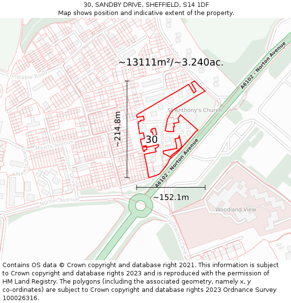 30, SANDBY DRIVE, SHEFFIELD, S14 1DF: Plot and title map