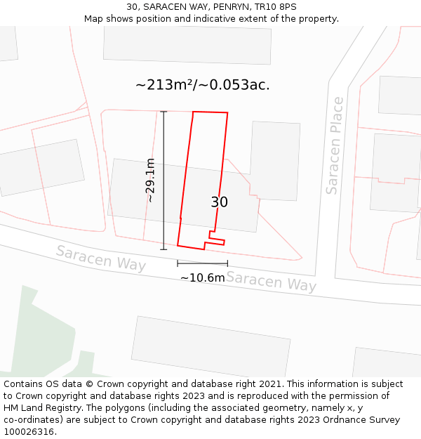30, SARACEN WAY, PENRYN, TR10 8PS: Plot and title map