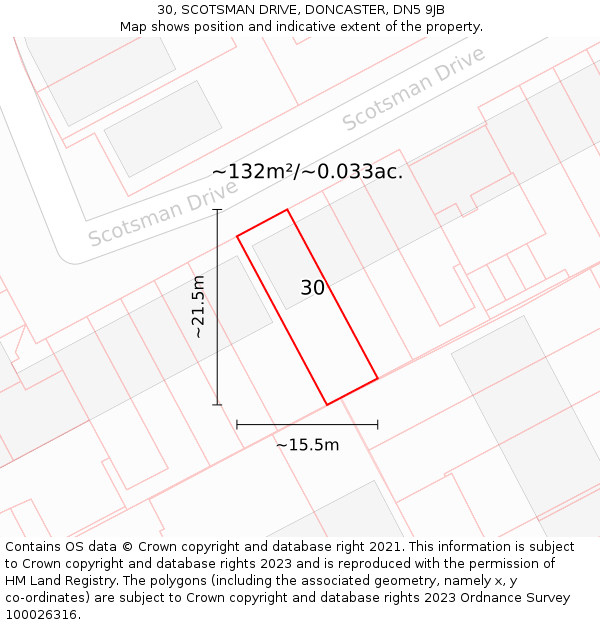 30, SCOTSMAN DRIVE, DONCASTER, DN5 9JB: Plot and title map