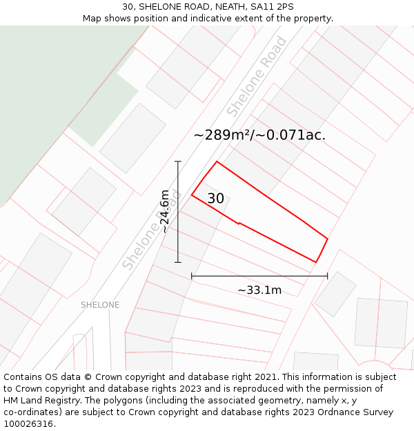 30, SHELONE ROAD, NEATH, SA11 2PS: Plot and title map