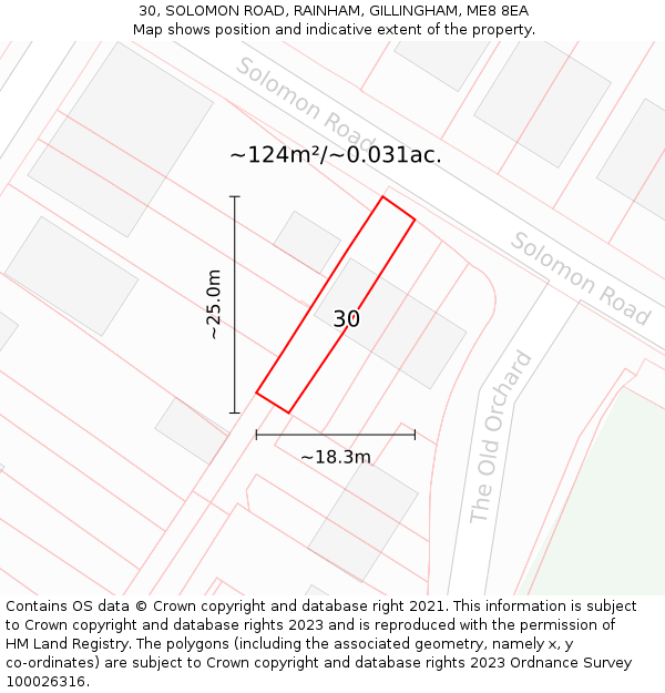30, SOLOMON ROAD, RAINHAM, GILLINGHAM, ME8 8EA: Plot and title map