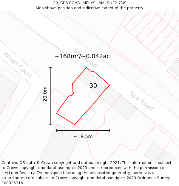 30, SPA ROAD, MELKSHAM, SN12 7NS: Plot and title map