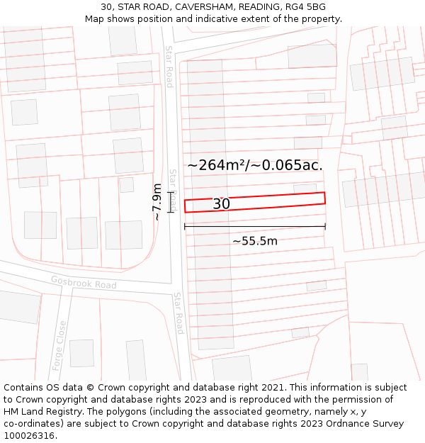 30, STAR ROAD, CAVERSHAM, READING, RG4 5BG: Plot and title map